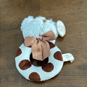 4/$15 Plush Polka Dot Baby Rattle - Brown and White
